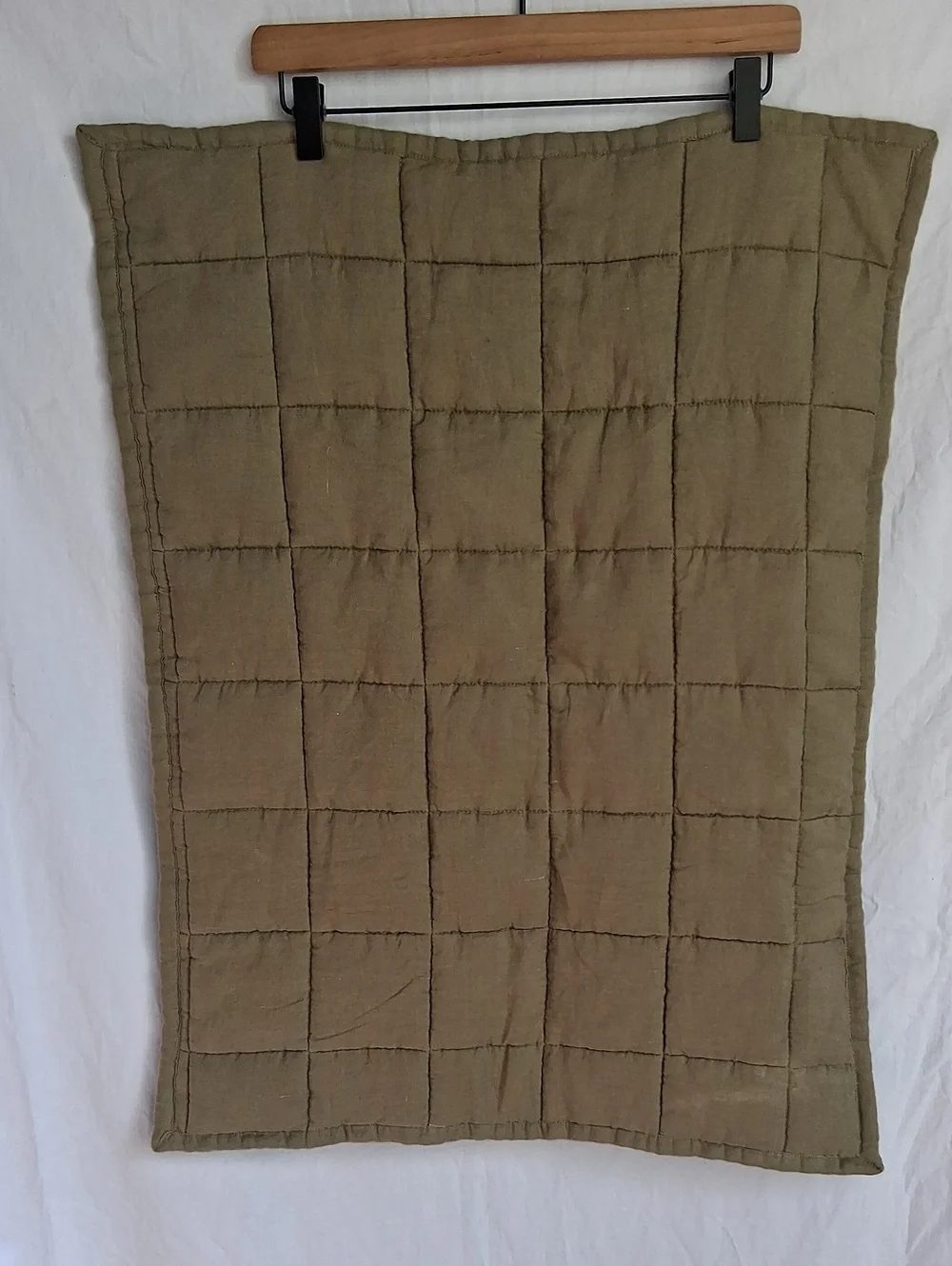 Quince European Linen Box Quilted sham Olive Green Standar